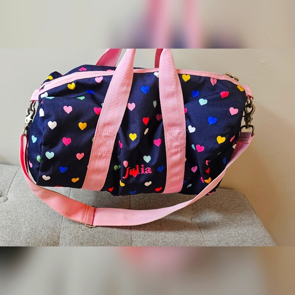 Pottery Barn JULIA duffle/gymnastic/sports hearts bag - Picture 2 of 11